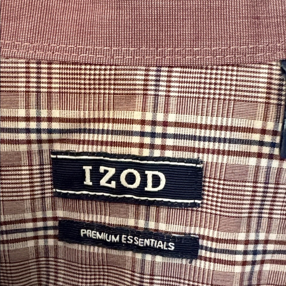 IZOD Men's Casual Maroon/Navy/white Checkered/plaid Shirt Size XL - Picture 2 of 9